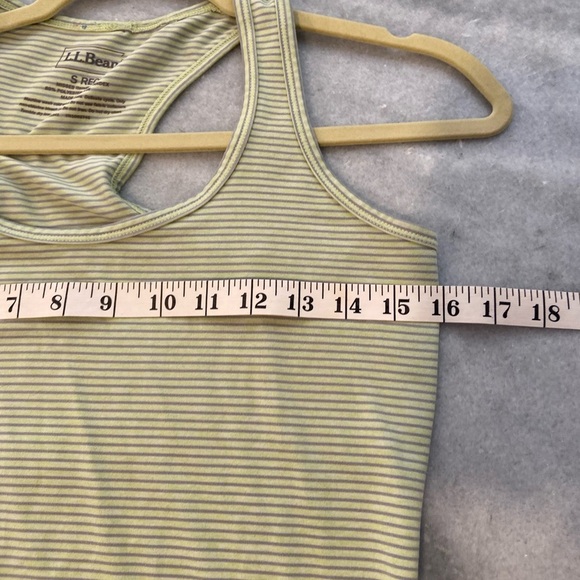 L.L. Bean Size S Green Gray Stripe Racerback Stretchy Pullover Athletic Top Logo - Picture 7 of 8